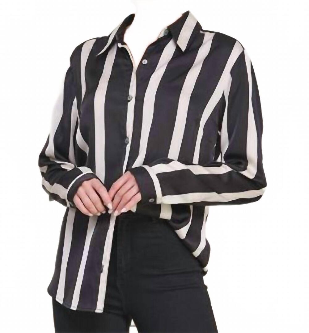 NEW ALLIE ROSE chic couture striped blouse in black white